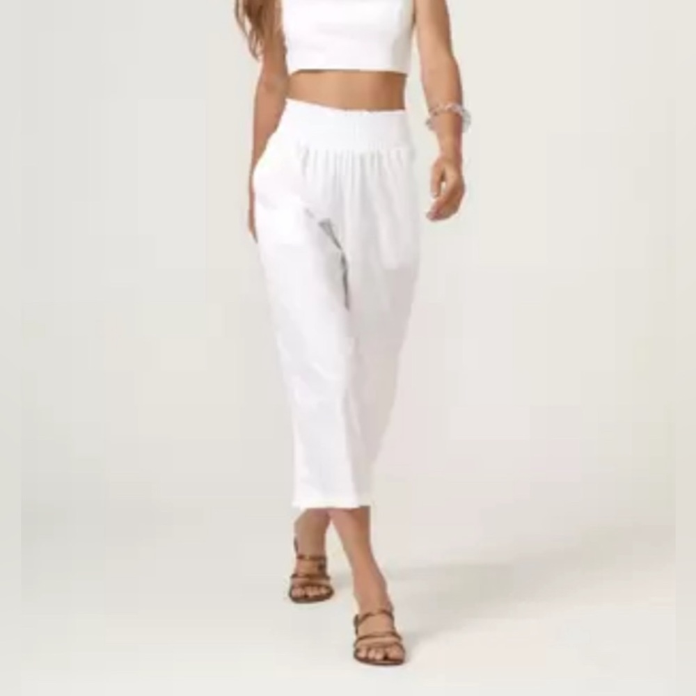 ZINZANE Wide led Cropped White Palazzo Pants Size Small
